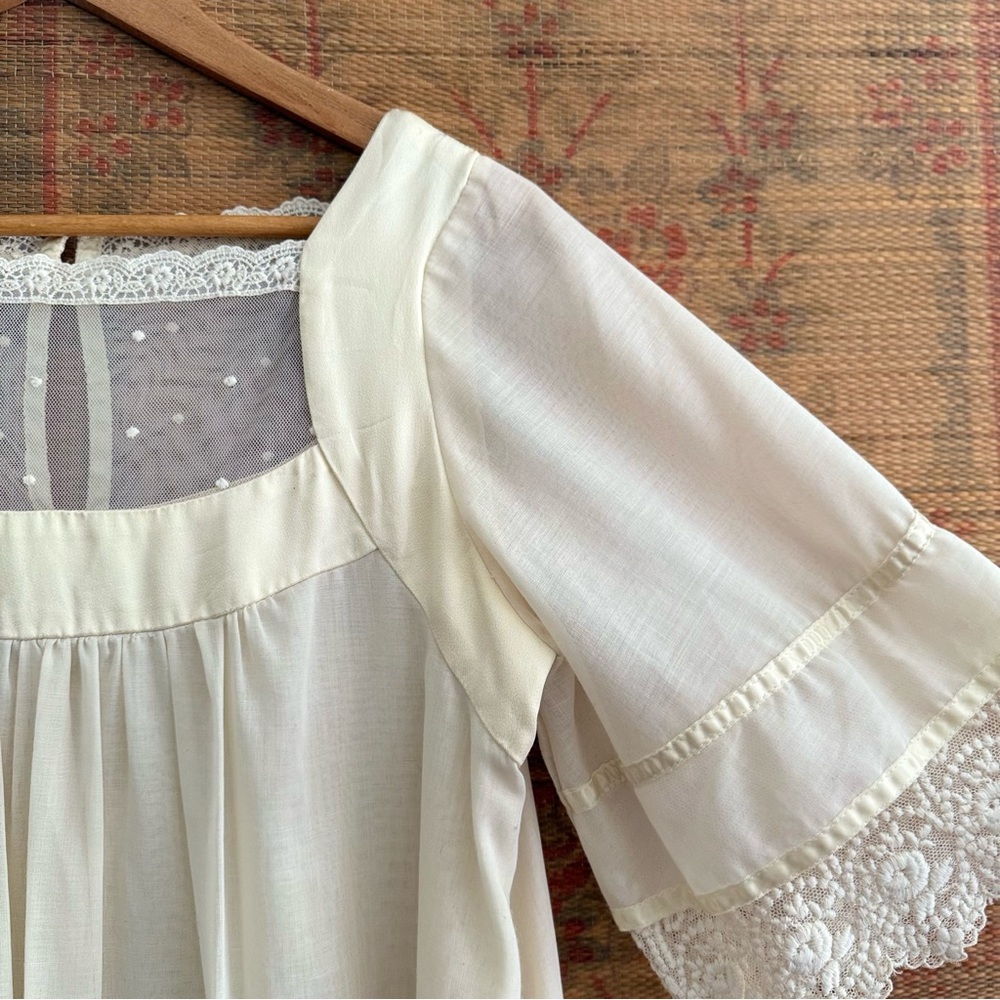 Gunne Sax Vintage 70s Cream Lace Tent Maxi Dress - Picture 5 of 12